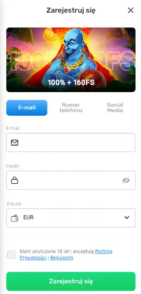 Strona Rejestracji w Casino Magic365
